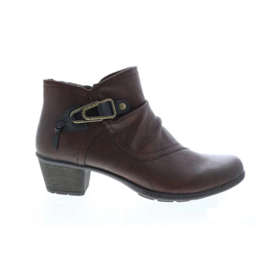 Earth Origins Maggie Chocolate Brown Booties Synthetic Vegan Leather NWB size 9W